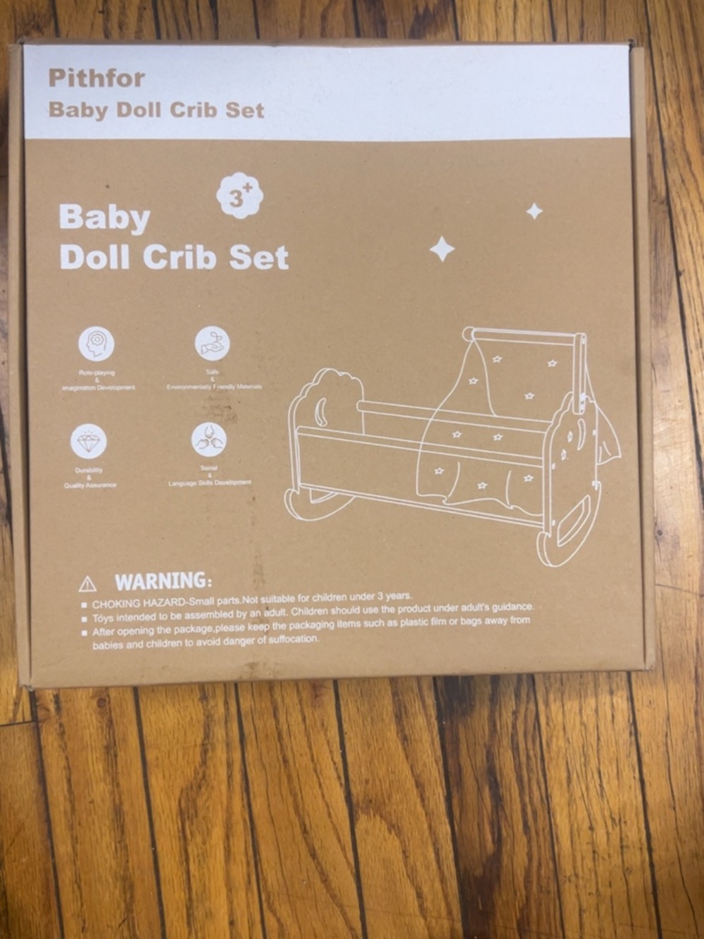 Pithfor durable crib furniture nursery doll set